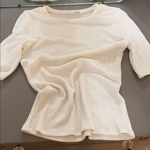 Cream 3/4 length ribbed shirt